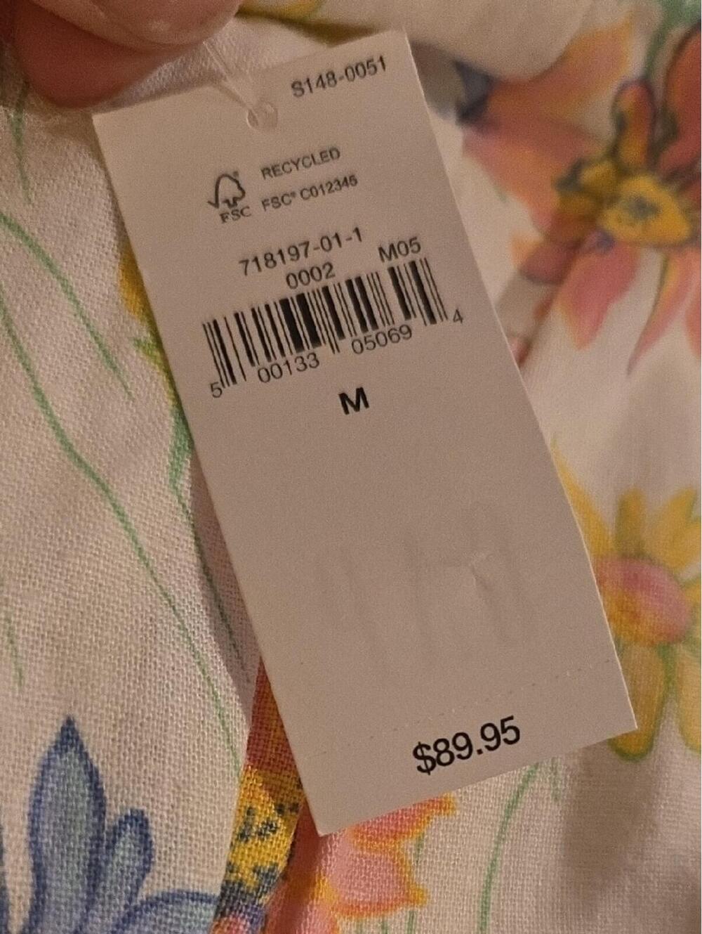 NWT Gap Linen-Blend Mini Dress Floral yellow pink white sundress MEDIUM - Picture 5 of 8